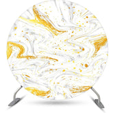 Aperturee - Gold Grey Abstract Marble Round Birthday Backdrop