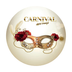 Aperturee - Gold Mask Red Floral Round Carnival Backdrop