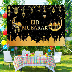 Aperturee - Gold Moon Palace Lantern Galaxy Eid Mubarak Backdrop