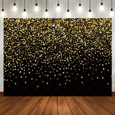 Aperturee - Gold Sequin Glitter Black Happy Birthday Backdrop
