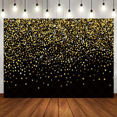 Aperturee - Gold Sequin Glitter Black Happy Birthday Backdrop