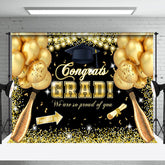 Aperturee - Gold Sequins Balloon Champagne Congrats Grad Backdrop