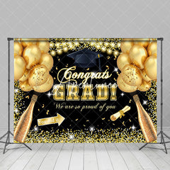 Aperturee - Gold Sequins Balloon Champagne Congrats Grad Backdrop