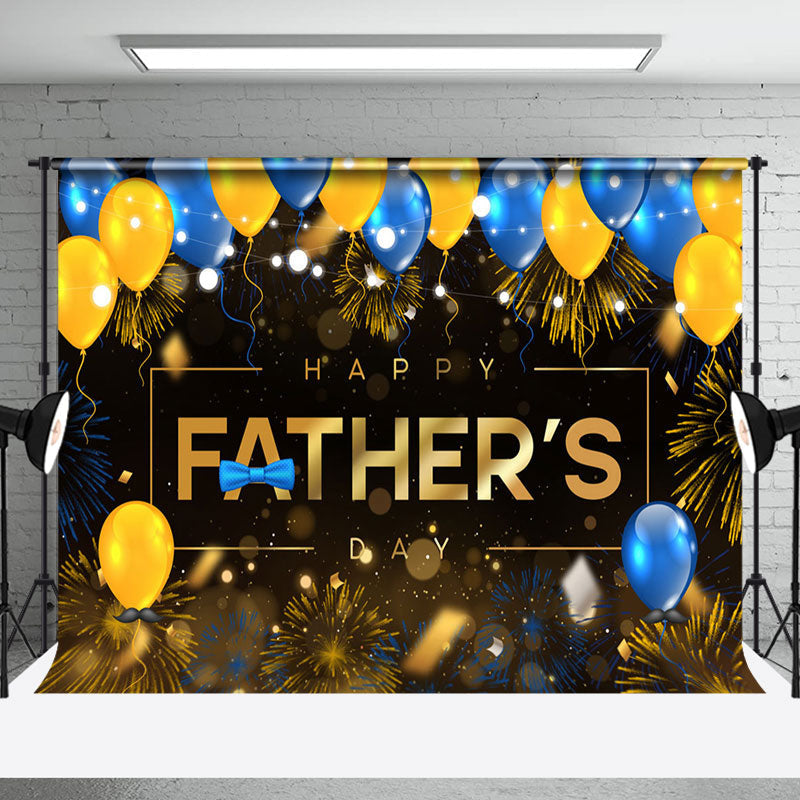 Aperturee - Gold Sparks Blue Yellow Balloon Fathers Day Backdrop