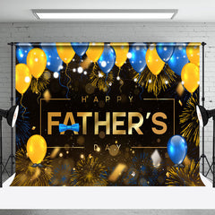 Aperturee - Gold Sparks Blue Yellow Balloon Fathers Day Backdrop