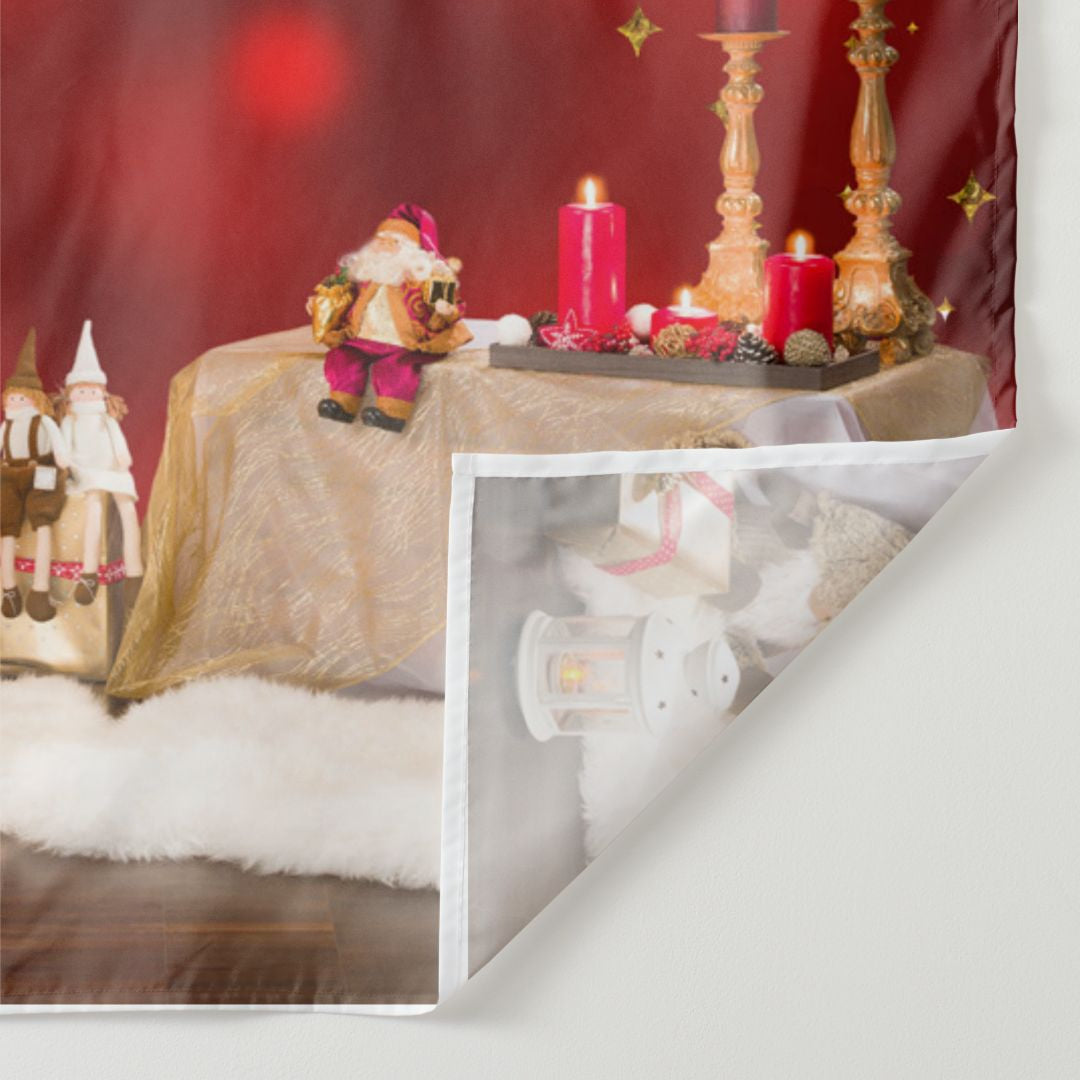 Aperturee - Gold Star Tree Santa Red Bokeh Christmas Backdrop