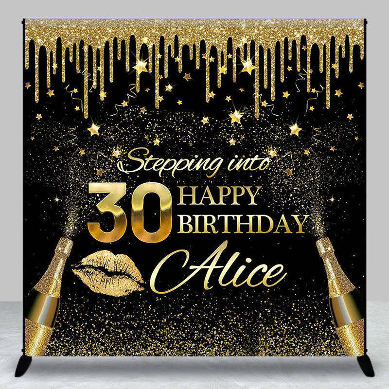 Aperturee - Gold Tassels Champagne Custom 30Th Birthday Backdrop