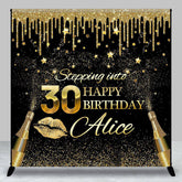 Aperturee - Gold Tassels Champagne Custom 30Th Birthday Backdrop