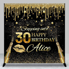 Aperturee - Gold Tassels Champagne Custom 30Th Birthday Backdrop