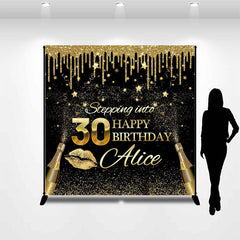 Aperturee - Gold Tassels Champagne Custom 30Th Birthday Backdrop