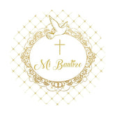 Aperturee Gold White Dove Bautizo Round Backdrops for Baby Shower