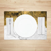 Aperturee - Gold White Marble Texture Dining Set Of 4 Placemats