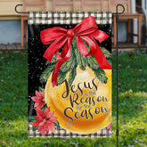 Aperturee - Golden Bauble Red Bowknot Christmas Garden Flag