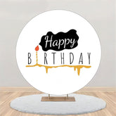 Aperturee - Golden Candle Black Smog Round Birthday Backdrop