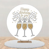 Aperturee - Golden Champagne Simple Round Birthday Backdrop