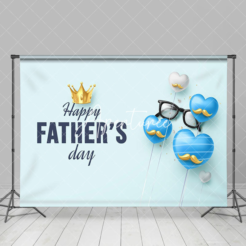 Aperturee - Golden Crown Blue Love Glasses Fathers Day Backdrop