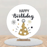 Aperturee - Golden Dot Hat Spark Simple Round Birthday Backdrop