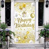 Aperturee - Golden Glitter Balloons Happy Birthday Door Cover