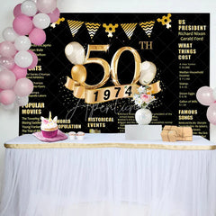 Aperturee - Golden legend Balloon Happy 50th Birthday Backdrop