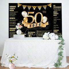 Aperturee - Golden legend Balloon Happy 50th Birthday Backdrop