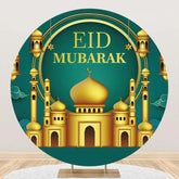 Aperturee - Golden Palace Turquoise Round Eid Mubarak Backdrop