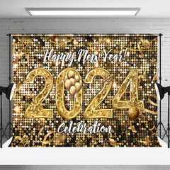 Aperturee - Golden Pixel Balloon Happy New Year 2023 Backdrop