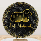 Aperturee - Golden Sheep Palace Glitter Marble Round Eid Backdrop