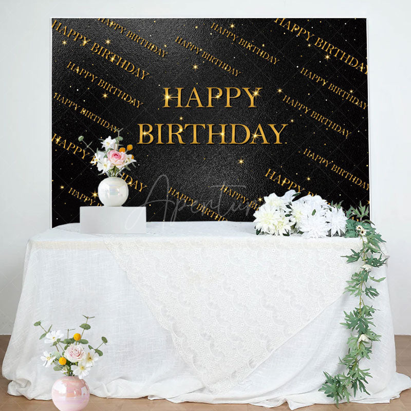 Aperturee - Golden Step And Repeat Black Wall Birthday Backdrop