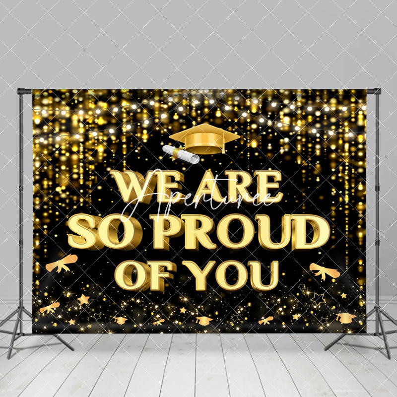 Aperturee - Golden Tassel Glitter Hat Star Graduation Backdrop