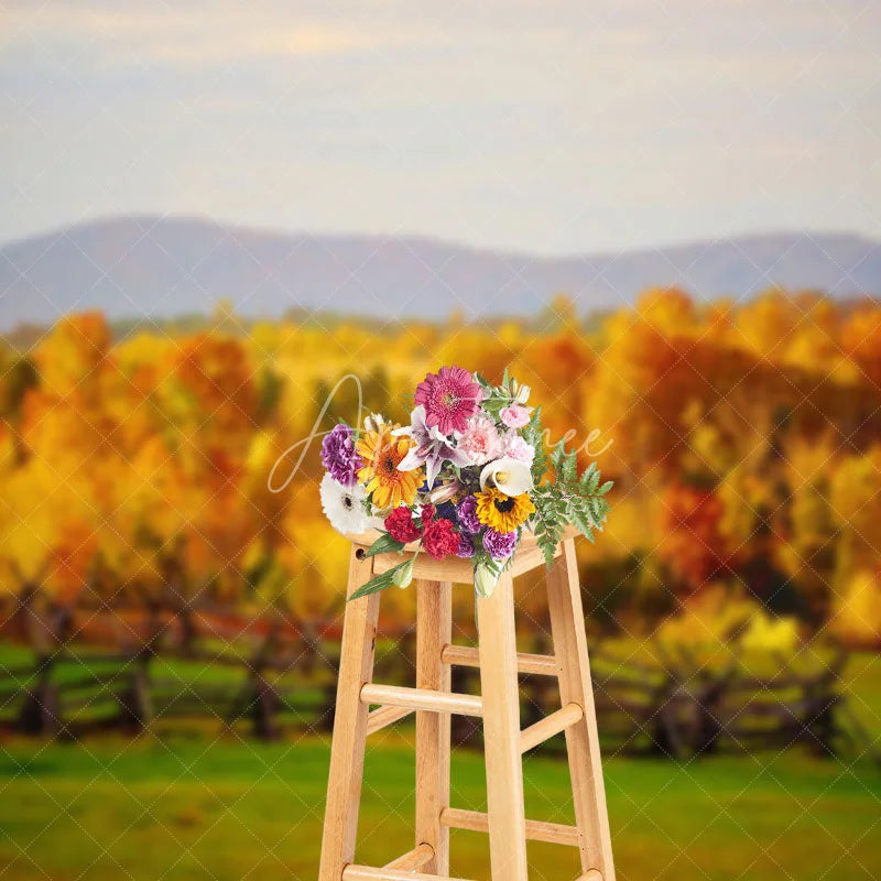 Aperturee - Golden Yellow Woods Autumn Outdoor Natural Backdrop