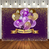 Aperturee - Gorgeous Golden Bokeh Purple Happy Birthday Backdrop