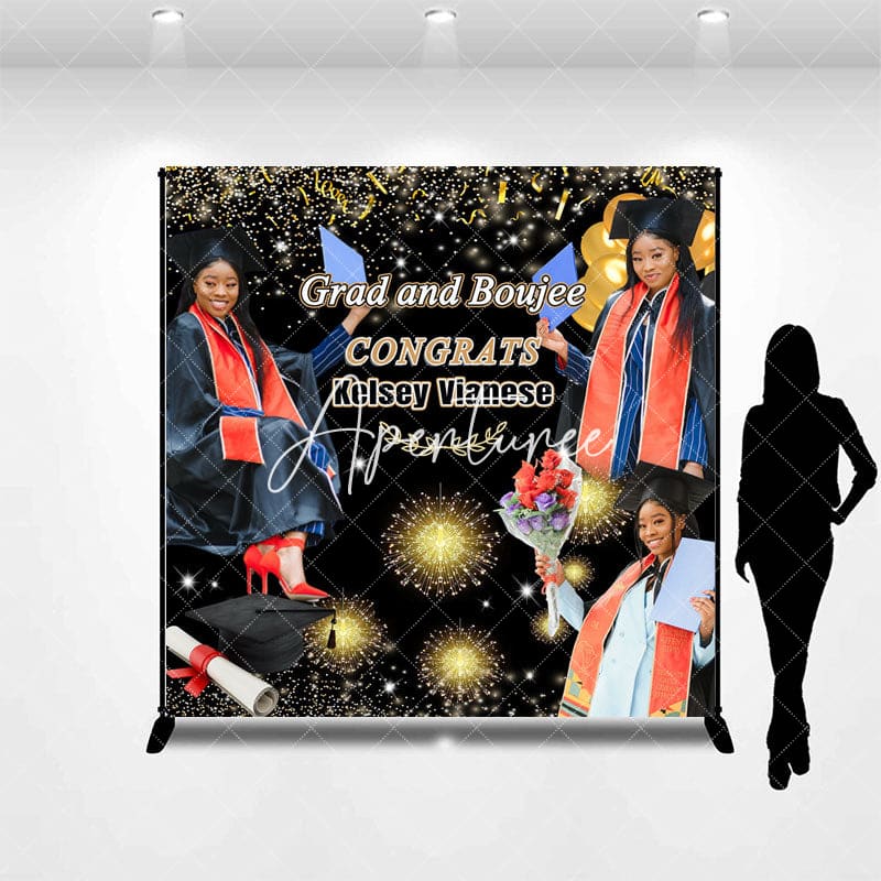 Aperturee - Grad And Boujee Custom Photo Congrats Backdrop