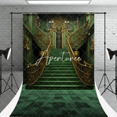 Aperturee - Gradient Green Step Architecture Hall Sweep Backdrop