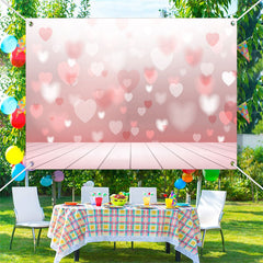 Aperturee - Gradient Pink White Heart Valentines Day Backdrop