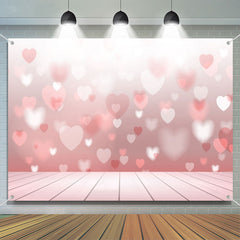 Aperturee - Gradient Pink White Heart Valentines Day Backdrop