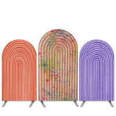 Aperturee Graffiti Theme Purple Orange Birthday Arch Backdrop Kit