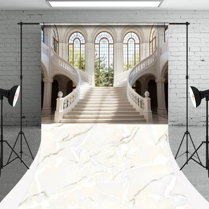 Aperturee - Grand Staircase White Marble Floor Sweep Backdrop