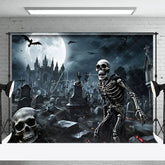 Aperturee - Graveyard Skeleton Scary Castle Halloween Backdrop