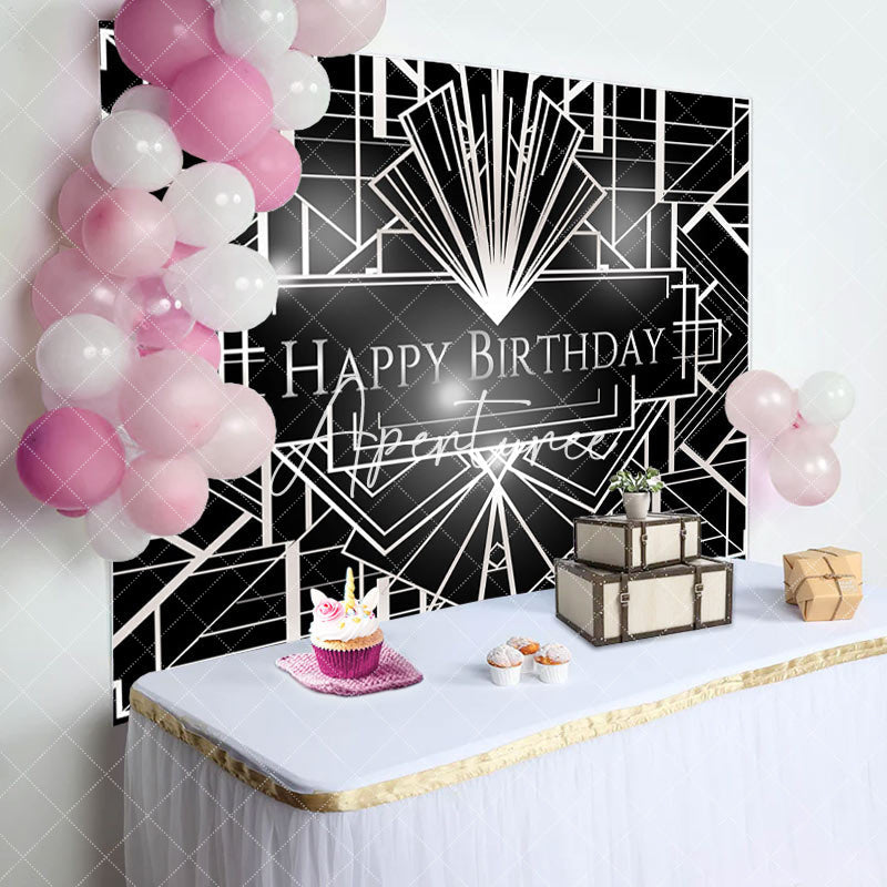 Aperturee - Great Gatsby Sliver Geometric Birthday Backdrop