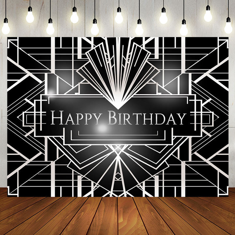 Aperturee - Great Gatsby Sliver Geometric Birthday Backdrop
