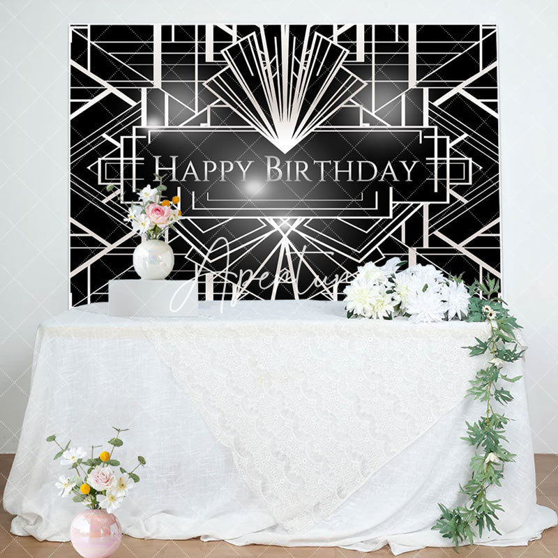 Aperturee - Great Gatsby Sliver Geometric Birthday Backdrop