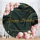 Aperturee - Green And Gold Abtract Round Birthday Backdrop