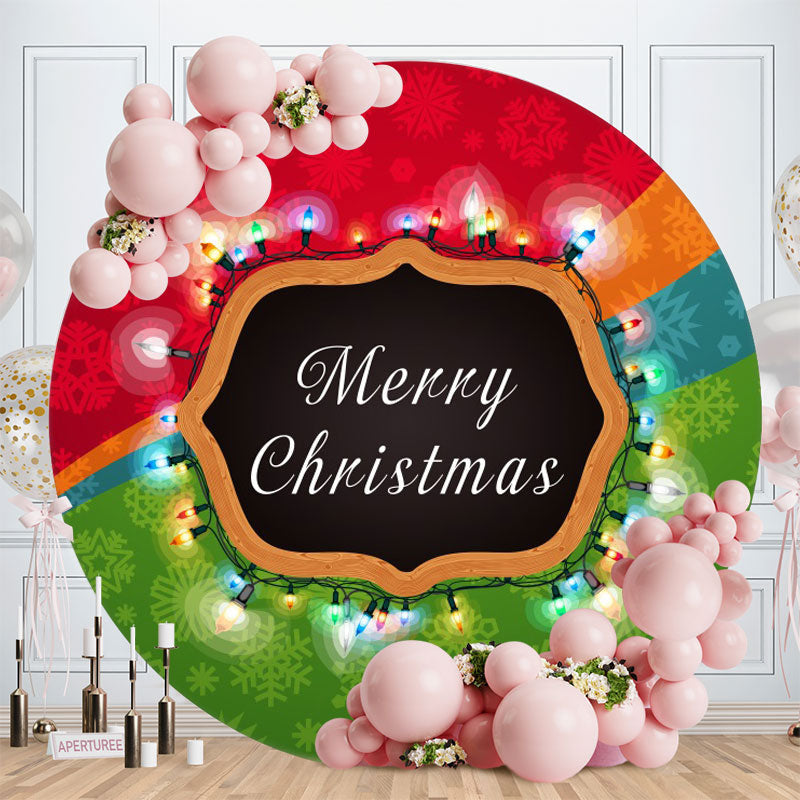 Aperturee - Green And Red Bokeh Round Merry Christmas Backdrop