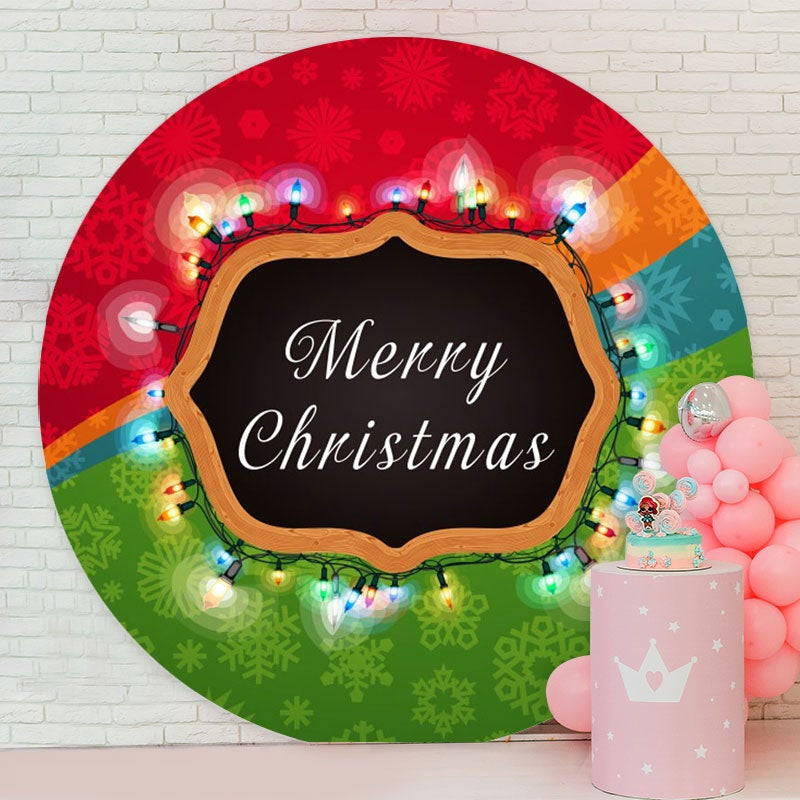 Aperturee - Green And Red Bokeh Round Merry Christmas Backdrop