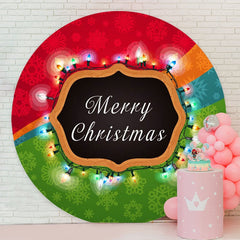 Aperturee - Green And Red Bokeh Round Merry Christmas Backdrop