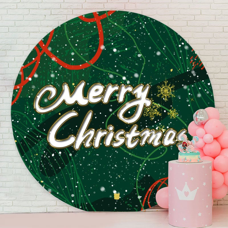 Aperturee - Green And Snow Bokeh Round Christmas Backdrop