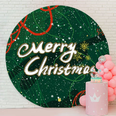 Aperturee - Green And Snow Bokeh Round Christmas Backdrop