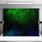 Aperturee - Green Blue Firefly Night Forest Photo Booth Backdrop