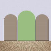 Aperturee - Green Brown Decor Color One Sided Arch Backdrop Kit