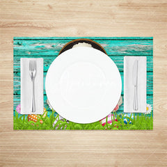 Aperturee - Green Bunny Eggs Wooden Easter Set Of 4 Placemats